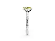 Solitaire Engagement Ring Setting for Fancy Yellow Pear-Shaped Center with Bamboo Band and Prong Head in White Gold