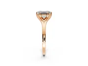Solitaire Engagement Ring Setting for Emerald Cut Center with Plain Split Shank and Prong Head in Rose Gold