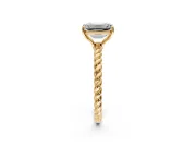 Solitaire Engagement Ring Setting for Emerald Cut Center with Plain Twisted Rope Band and Prong Head in Yellow Gold