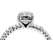 Rope Engagement Ring Setting for Emerald Cut Center with Accent Shoulders and Prong Head in Sterling Silver