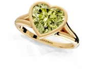 Solitaire Engagement Ring Setting for Fancy Yellow Heart-Shaped Center with V Split Shank and Bezel Head in Yellow Gold