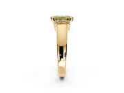 Solitaire Engagement Ring Setting for Fancy Yellow Emerald Cut Center with Wide Band, Pave Collar and Prong Head in Yellow Gold