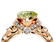 Solitaire Engagement Ring Setting for Fancy Yellow Heart-Shaped Center with Filigree Band and Prong Head in Rose Gold