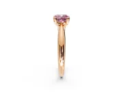 Solitaire Engagement Ring Setting for Fancy Pink Cushion Cut Center with Reverse Tapered Band and Prong Head in Rose Gold