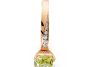 Side Accent Engagement Ring Setting for Fancy Yellow Cushion Cut Center with Accent Shoulders and Prong Head in Rose Gold
