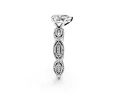 Solitaire Engagement Ring Setting for Pear-Shaped Center with Marquise Panel Band and Prong Head in Sterling Silver