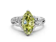 Solitaire Engagement Ring Setting for Fancy Yellow Marquise Center with Filigree Accent Basket and Prong Head in Platinum