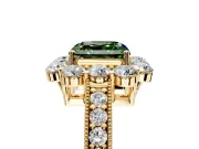 Halo Engagement Ring Setting for Fancy Green Asscher Cut Center with Milgrain Channel Band and Prong Head in Yellow Gold
