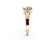 3 Stone Engagement Ring Setting for Fancy Yellow Oval Center with Matching Side Accents and Prong Head in Rose Gold