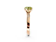 Side Accent Engagement Ring Setting for Fancy Yellow Round Cut Center with Accent Shoulders and Prong Head in Rose Gold
