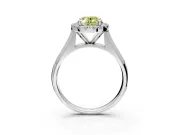 Halo Engagement Ring Setting for Fancy Yellow Oval Center with Square Band and Prong Head in Sterling Silver