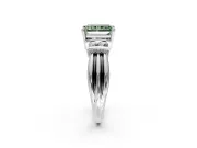 Solitaire Engagement Ring Setting for Fancy Green Radiant Cut Center with Grooved Bar Accent Band and Prong Head in Platinum