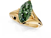Solitaire Engagement Ring Setting for Fancy Green Marquise Center with Milgrain Cathedral Band and Prong Head in Yellow Gold