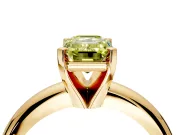Solitaire Engagement Ring Setting for Fancy Yellow Emerald Cut Center with Wire Band and Prong Head in Yellow Gold
