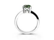 Solitaire Engagement Ring Setting for Fancy Green Round Cut Center with Plain Band and Flat Tab Prong Head in Platinum