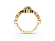 Milgrain Bezel Engagement Ring Setting for Fancy Green Marquise Center with Marquise Stations and Bezel Head in Yellow Gold