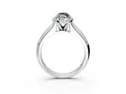 Halo Engagement Ring Setting for Fancy Green Marquise Center with Knife Ridge Cathedral Band and Prong Head in Sterling Silver