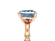 Solitaire Engagement Ring Setting for Fancy Blue Princess Cut Center with Bamboo Band and Prong Head in Rose Gold