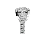 Solitaire Engagement Ring Setting for Cushion Cut Center with Widening Pave Band and Claw Prong Head in Platinum