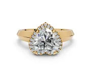 Halo Engagement Ring Setting for Heart-Shaped Center with Knife Ridge Cathedral Band and Prong Head in Yellow Gold