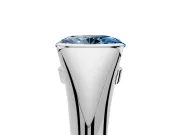 Tension Engagement Ring Setting for Fancy Blue Oval Center with Wide Tapered Band and Tension Head in White Gold