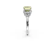 Leaf Cluster Engagement Ring Setting for Fancy Yellow Asscher Cut Center with Marquise Accents and Prong Head in Platinum