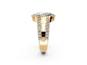 Halo Engagement Ring Setting for Marquise Center with Wide-Open Pave Split Shank and Prong Head in Yellow Gold