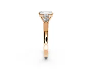 5 Stone Engagement Ring Setting for Emerald Cut Center with Equal Close-Set Accents and Prong Head in Rose Gold