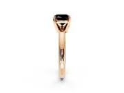 Solitaire Engagement Ring Setting for Fancy Black Cushion Cut Center with Wire Band and Prong Head in Rose Gold