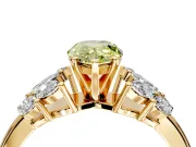 Leaf Cluster Engagement Ring Setting for Fancy Yellow Pear-Shaped Center with Marquise Accents and Prong Head in Yellow Gold
