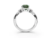 Solitaire Engagement Ring Setting for Fancy Green Radiant Cut Center with Grooved Bar Accent Band and Prong Head in Platinum