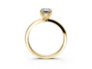 Solitaire Engagement Ring Setting for Emerald Cut Center with Thin Rounded Plain Band and Prong Head in Yellow Gold