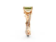 Solitaire Engagement Ring Setting for Fancy Yellow Emerald Cut Center with Pave and Plain Crossover Band and Prong Head in Rose Gold