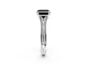 Solitaire Engagement Ring Setting for Fancy Black Asscher Cut Center with Pave Rail Split Shank and Prong Head in White Gold