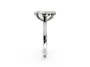 Single Halo Engagement Ring Setting for Fancy Yellow Oval Center with Corner Claws, Plain Band and Prong Head in Platinum