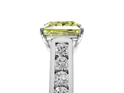 Solitaire Engagement Ring Setting for Fancy Yellow Princess Cut Center with Cathedral Channel Band and Prong Head in Platinum