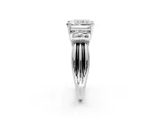 Solitaire Engagement Ring Setting for Radiant Cut Center with Grooved Bar Accent Band and Prong Head in Platinum