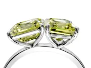 Fancy Yellow Asscher Cut and Emerald Cut Lab-Grown Diamond Toi et Moi Engagement Ring with Prong-Set Stones in Platinum