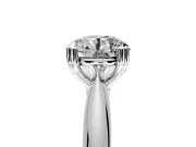 Solitaire Engagement Ring Setting for Round Cut Center with Reverse Tapered Band and Prong Head in White Gold