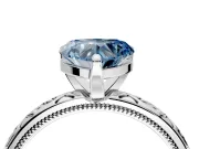 Solitaire Engagement Ring Setting for Fancy Blue Heart-Shaped Center with Scrollwork Band and Prong Head in Platinum