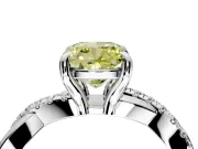 Solitaire Engagement Ring Setting for Fancy Yellow Cushion Cut Center with Half-Pave Crossover Band and Prong Head in Sterling Silver