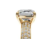 Solitaire Engagement Ring Setting for Asscher Cut Center with Multi-Row Pave Accents and Basket Head in Yellow Gold