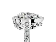 Halo Engagement Ring Setting for Pear-Shaped Center with Heart-Shaped Openwork, Pave Band and Prong Head in Sterling Silver