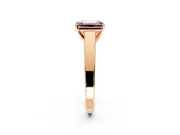 Solitaire Engagement Ring Setting for Fancy Pink Emerald Cut Center with Tapered Split Shoulders and Prong Head in Rose Gold