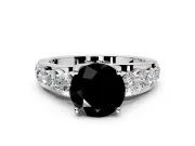 Solitaire Engagement Ring Setting for Fancy Black Round Cut Center with Graduated Shared Prongs and Prong Head in Platinum