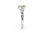 5 Stone Engagement Ring Setting for Fancy Yellow Pear-Shaped Center with Graduated Accents and Prong Head in Sterling Silver
