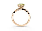 Solitaire Engagement Ring Setting for Fancy Yellow Heart-Shaped Center with Narrow Twist Pave Band and Prong Head in Rose Gold