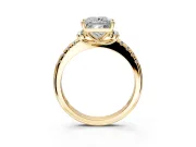 Paired Accent Engagement Ring Setting for Princess Cut Center with Pave Band and Prong Head in Yellow Gold