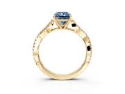 Solitaire Engagement Ring Setting for Fancy Blue Radiant Cut Center with Twisted Pave Split Shank and Prong Head in Yellow Gold