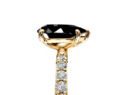 Solitaire Engagement Ring Setting for Fancy Black Pear-Shaped Center with Pave Accents and Prong Head in Yellow Gold